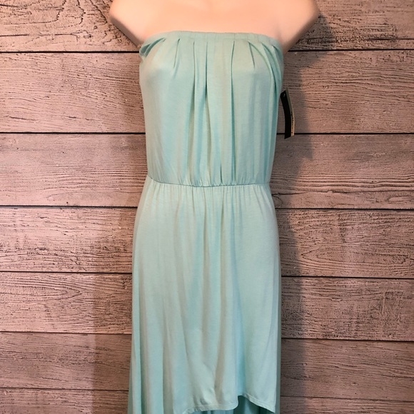 Loveappella Turquoise/Mint Green High Low Summer Strapless Dress - Picture 1 of 3